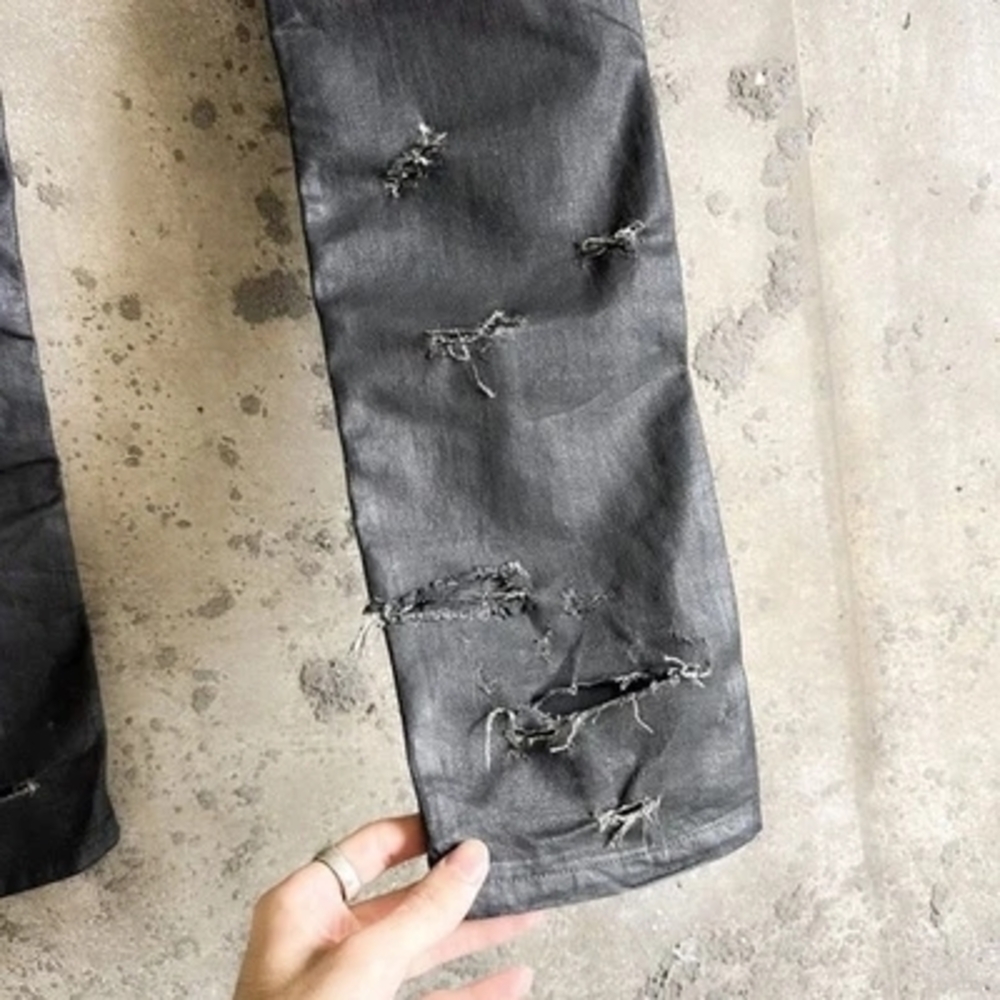 Dior Men's Black Skinny Jeans Waxed And Distressed Black 32w Heidi Slimane Rick - Picture 9 of 12